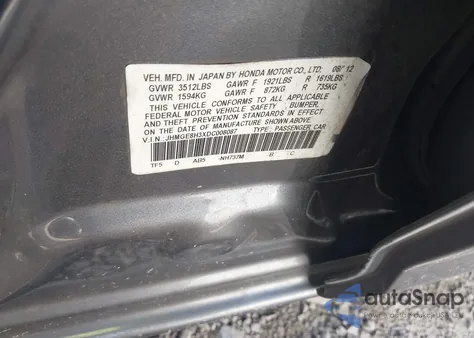 2013 Honda Fit from USA, damaged, VIN JHMGE8H3XDC008087
